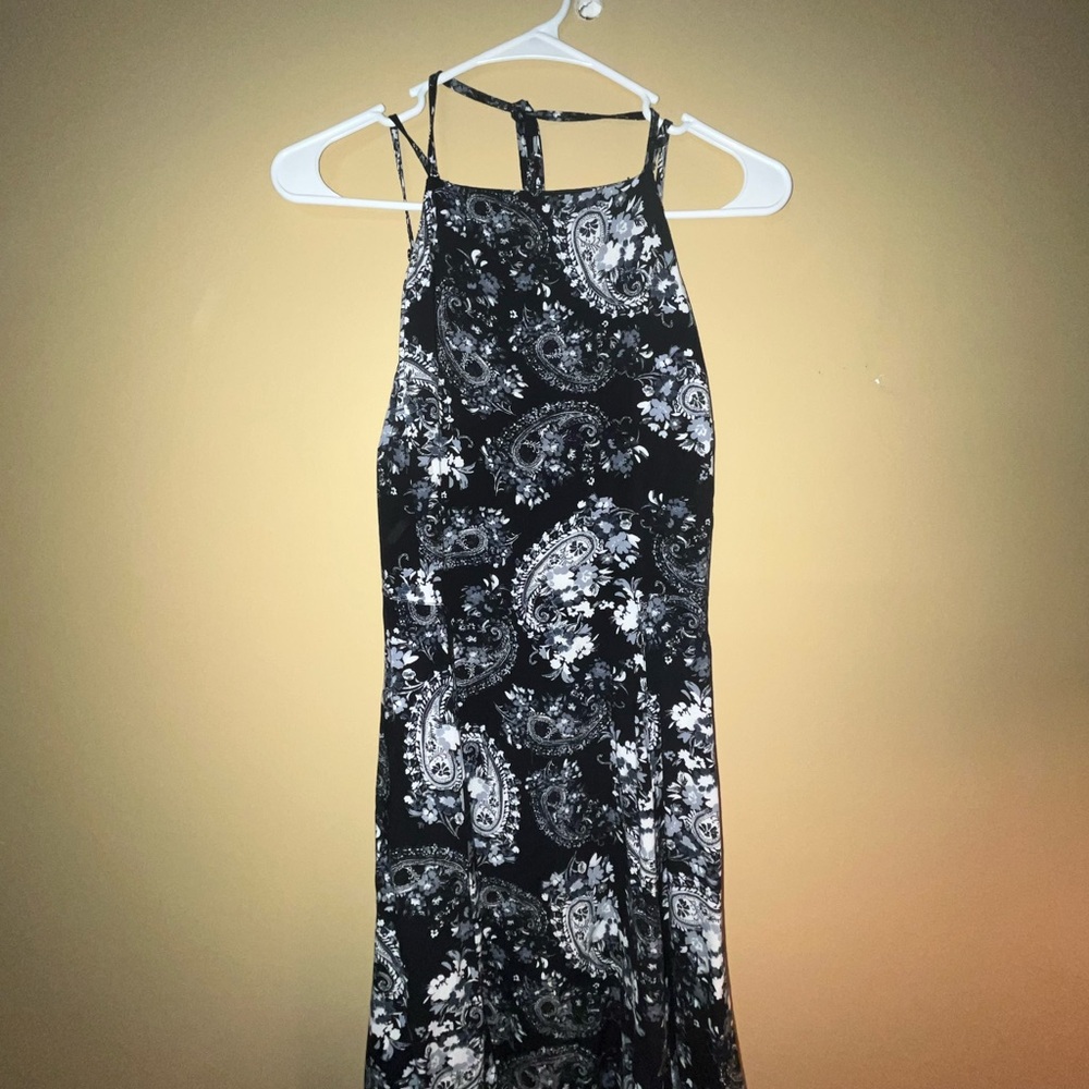 Elegant Black and White Paisley Dress